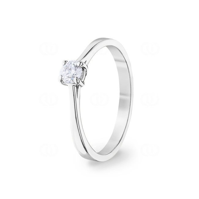 0.25 carats diamants bague de fiançailles or gris 750/18 ct en 4 griffes - CGSO001-025-WG