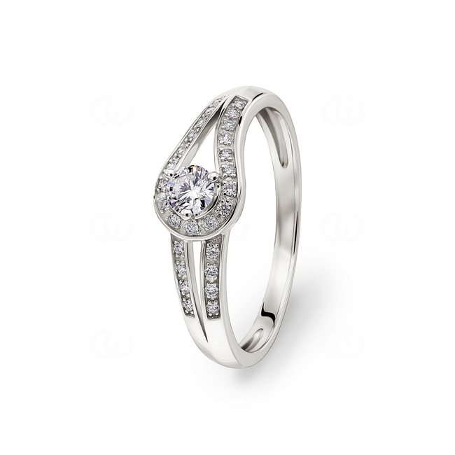 0.25 Karat Diamantring 750/18 K Weissgold - RI-73360-WG
