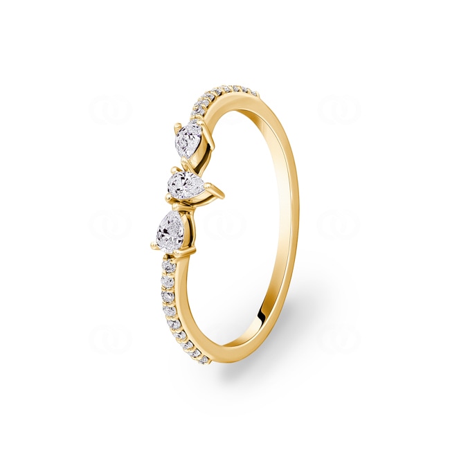 0.25ct Trilogy Diamond Ring 750/18 K Yellow Gold - RI-104841-GG