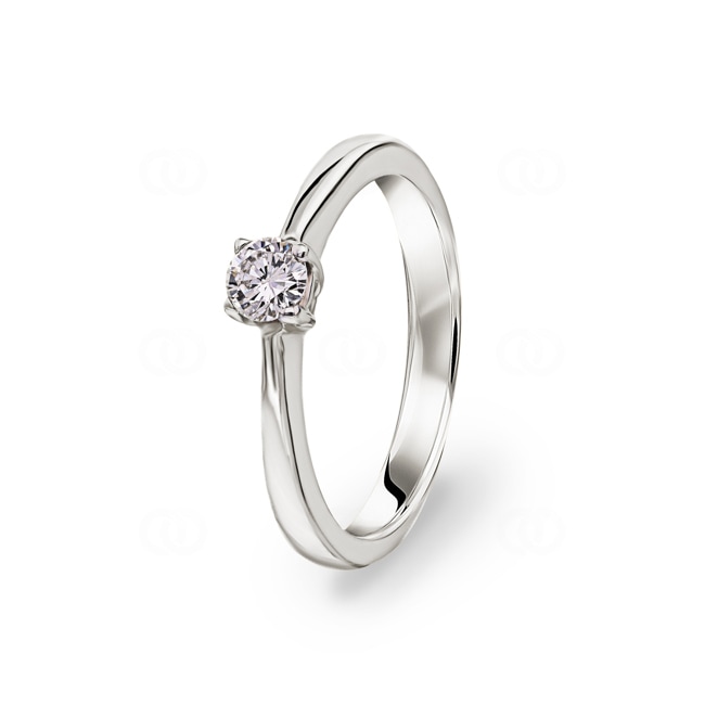 0.25ct Diamond Solitaire Ring 750/18 K White Gold Ø 54 - G110