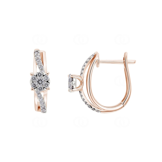 0.26ct Diamond Hoop Earrings 750/18 K Rose Gold - OR-73422-RG