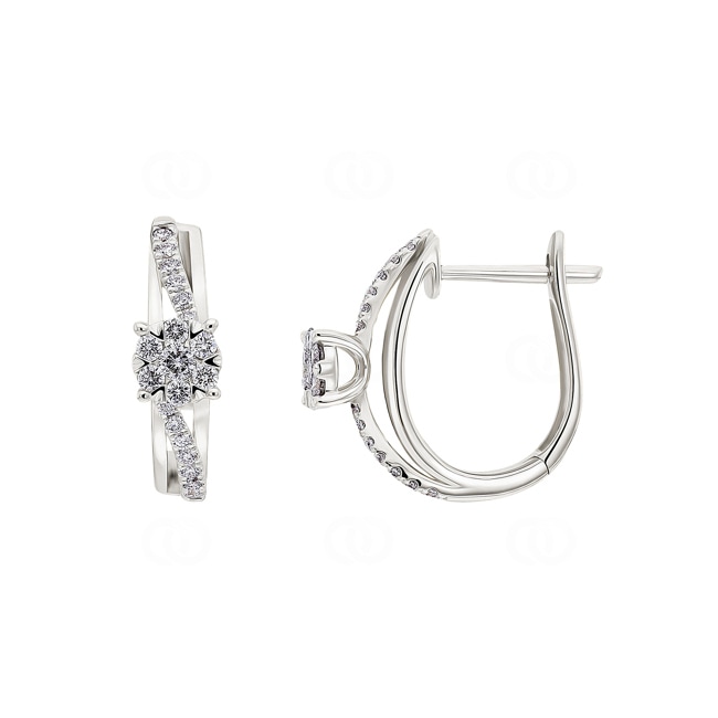 0.26ct Diamond Hoop Earrings 750/18 K White Gold - OR-73422-WG