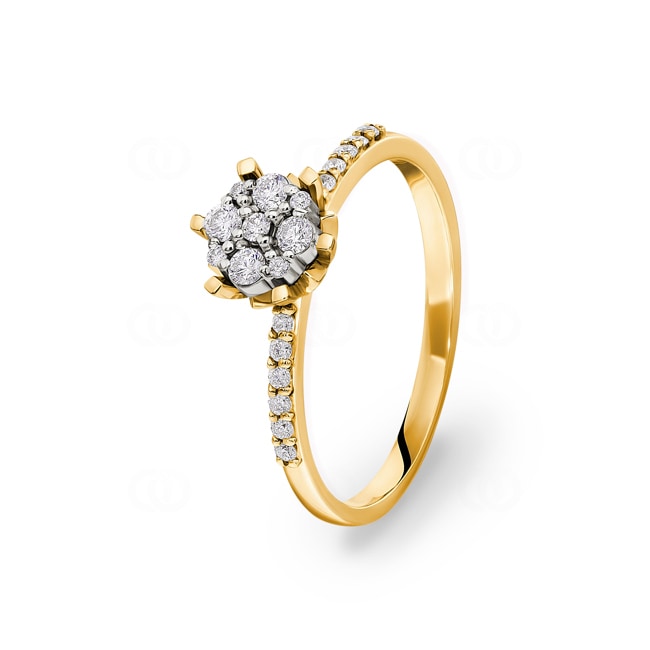 0.26ct Diamond Cluster Ring 750/18 K Yellow Gold - RI-17478-GG