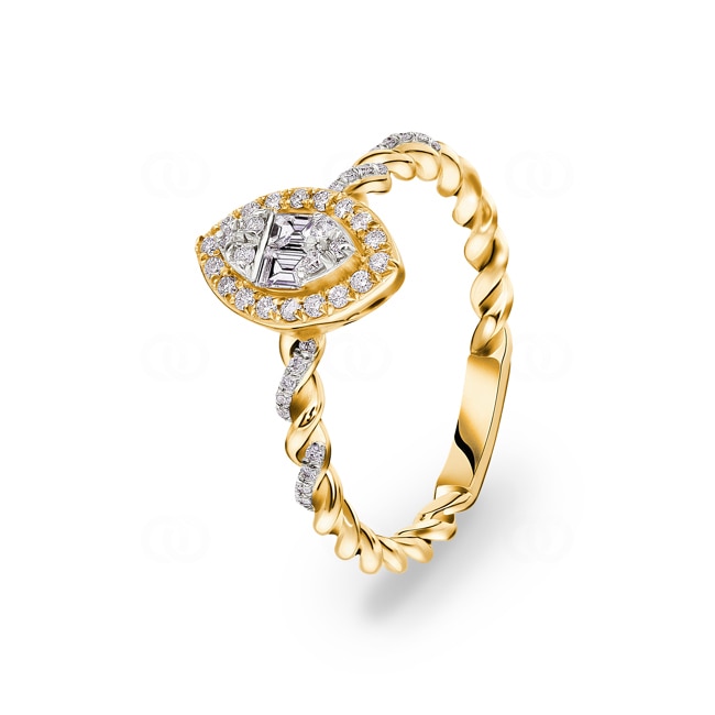 0.27 carats diamants bague or jaune 750/18 ct - RI-103520-GG