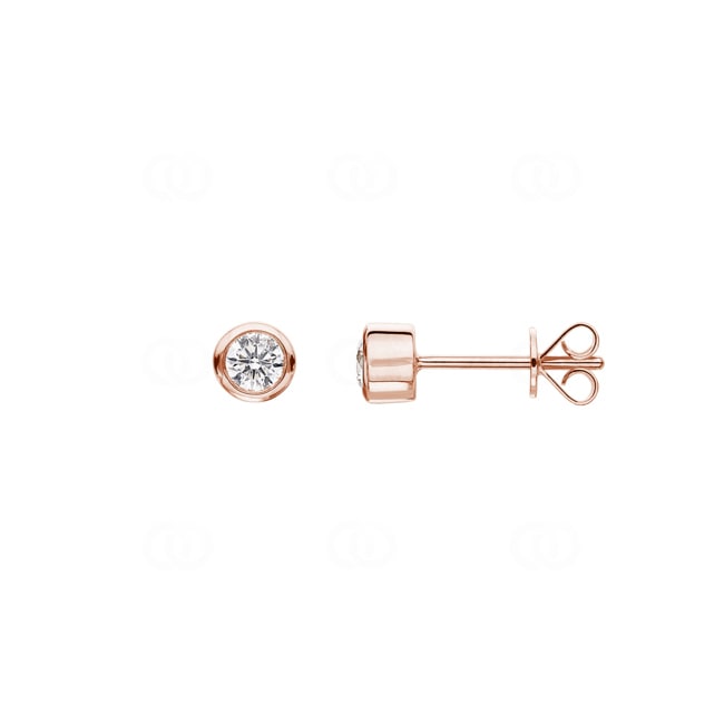 0.27ct Diamond Solitaire Stud Earrings 750/18 K Rose Gold Bezel Set - OR-16290-RG