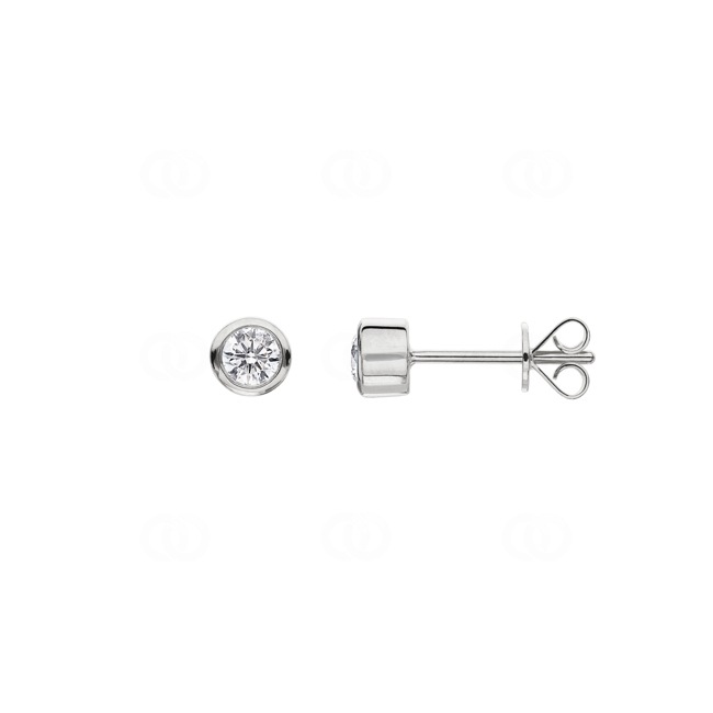 0.27ct Diamond Solitaire Stud Earrings 750/18 K White Gold Bezel Set - OR-16290-WG