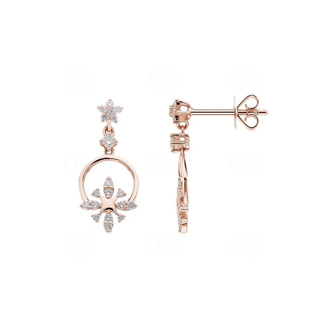 0.29ct Diamond Drop Earrings 750/18 K Rose Gold - OR-12083-RG