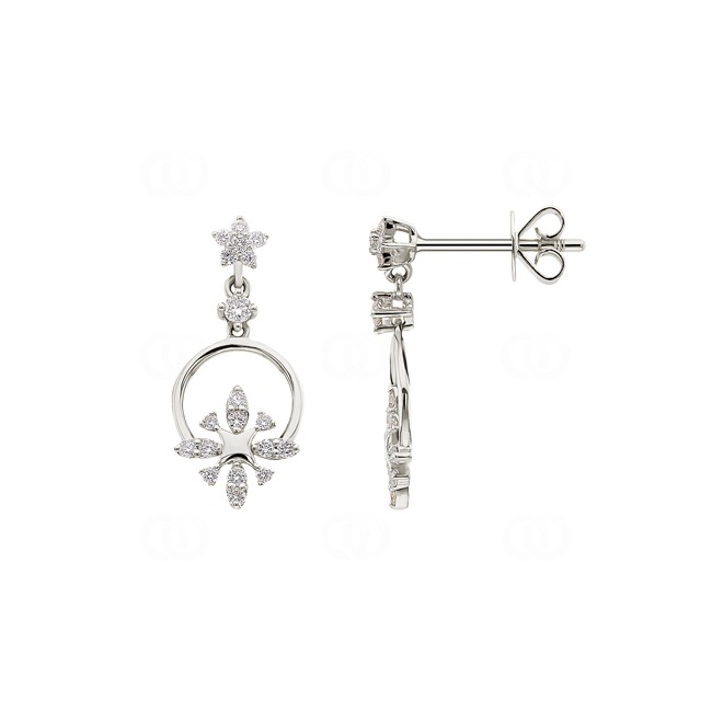 0.29ct Diamond Drop Earrings 750/18 K White Gold - OR-12083-WG