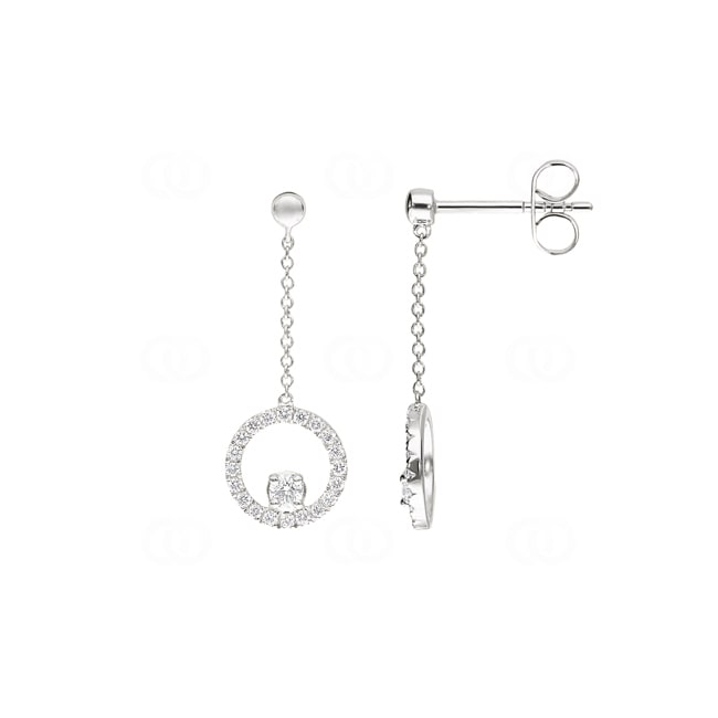 0.29ct Diamond Drop Earrings 750/18 K White Gold - OBR2097