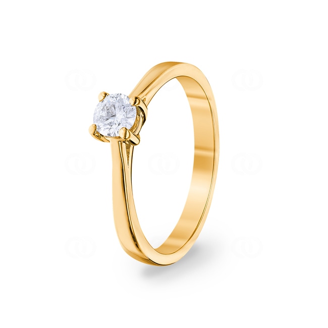 0.30 carats diamants bague de fiançailles or jaune 750/18 ct en 4 griffes - CGSO001-030-GG