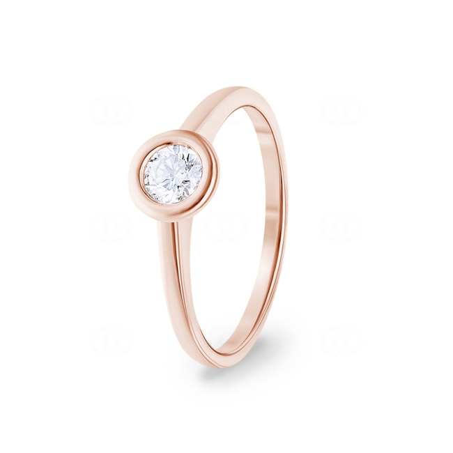 0.30ct Diamond Engagement Ring 750/18 K Rose Gold Bezel Set - CGSO003-030-RG