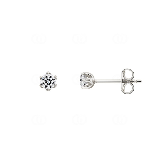 0.30 carats diamants clous d'oreilles solitaire or gris 750/18 ct, 6 griffes - CGOR002-015-WG