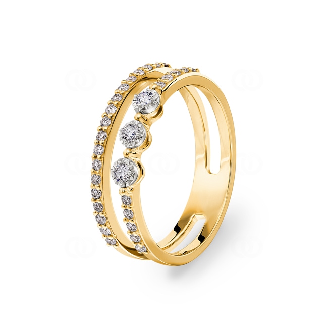 0.31ct Diamond Ring 750/18 K Yellow Gold - RI-12537-GG