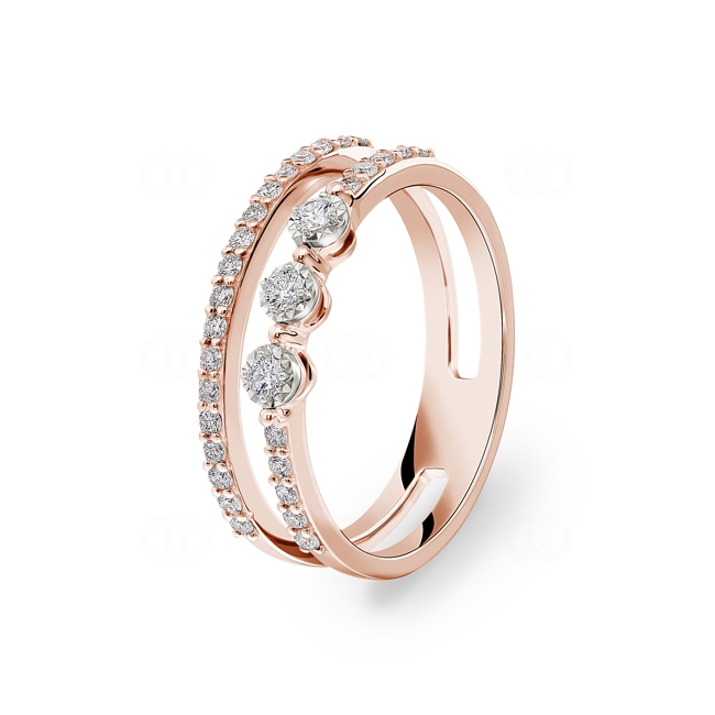 0.31 Karat Diamantring 750/18 K Roségold - RI-12537-RG