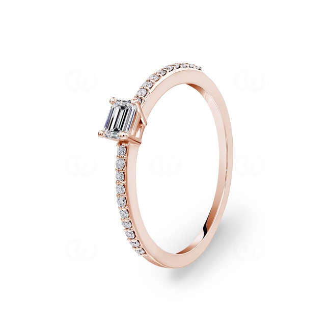 0.31 Karat Emerald Solitärring 750/18 K Roségold mit Seitensteinen - RI-102303-RG