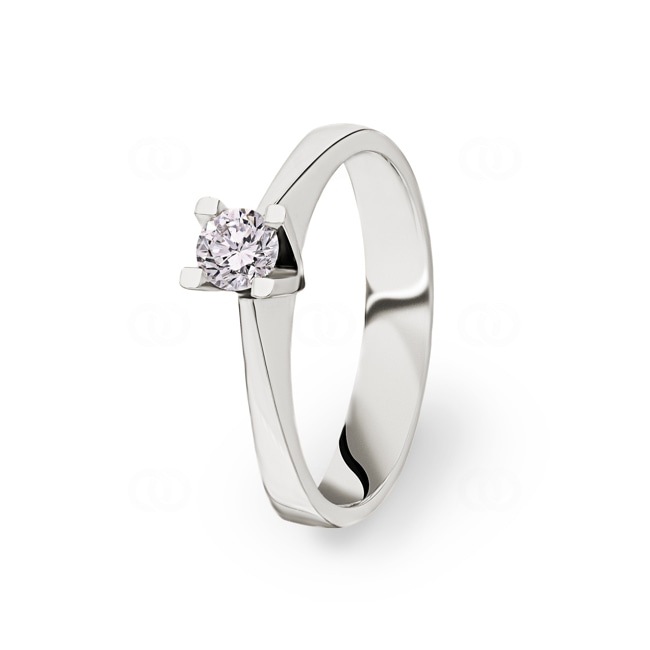 0.32ct Diamond Solitaire Ring 750/18 K White Gold Ø 54 - PYZ40354