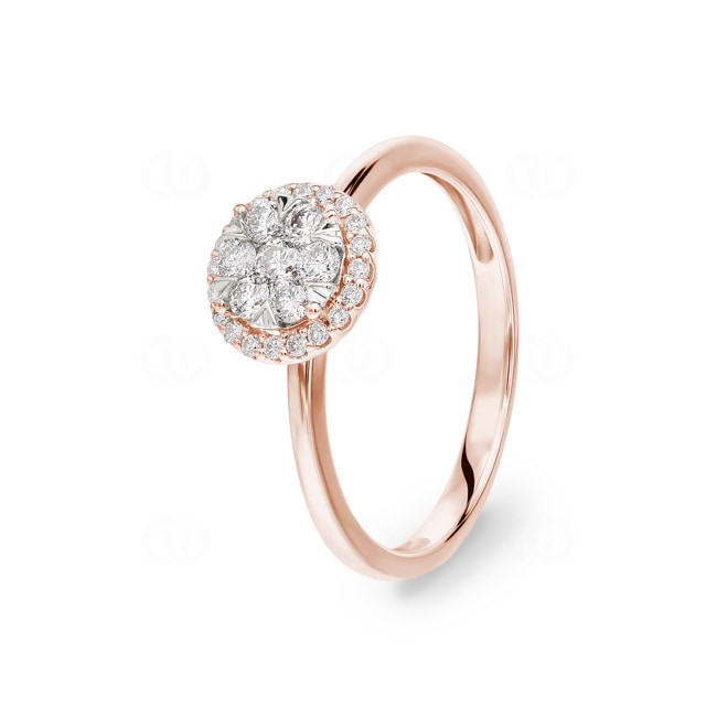 0.33 Karat Diamanten Halo Ring 750/18 K Roségold - RI-69644-RG