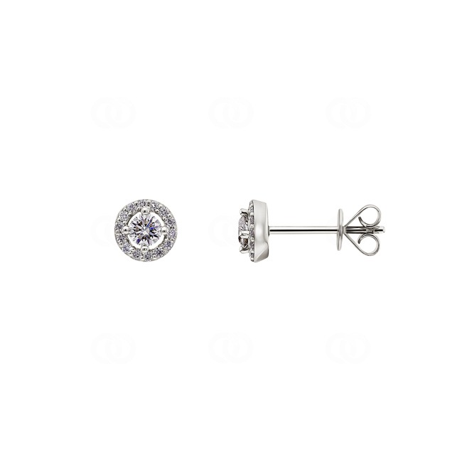 0.33ct Diamond Halo Stud Earrings 750/18 K White Gold Ø 6mm - OR-69527-WG