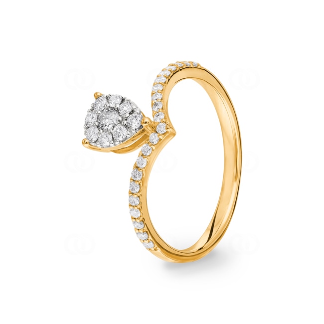 0.34ct Diamond Ring 750/18 K Yellow Gold - RI-69997-GG