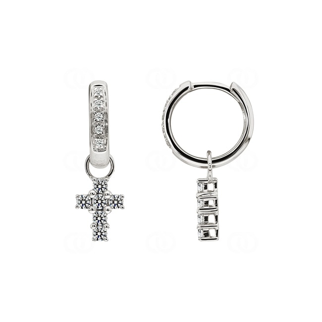 0.40 carats diamants créoles avec pendentif croix or gris 750/18 ct - OR-27509-WG