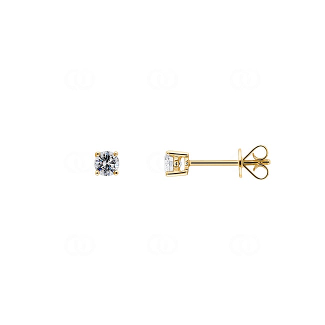 0.40ct Diamond Solitaire Stud Earrings 750/18 K Yellow Gold in 4 Prongs - OR-41766-GG