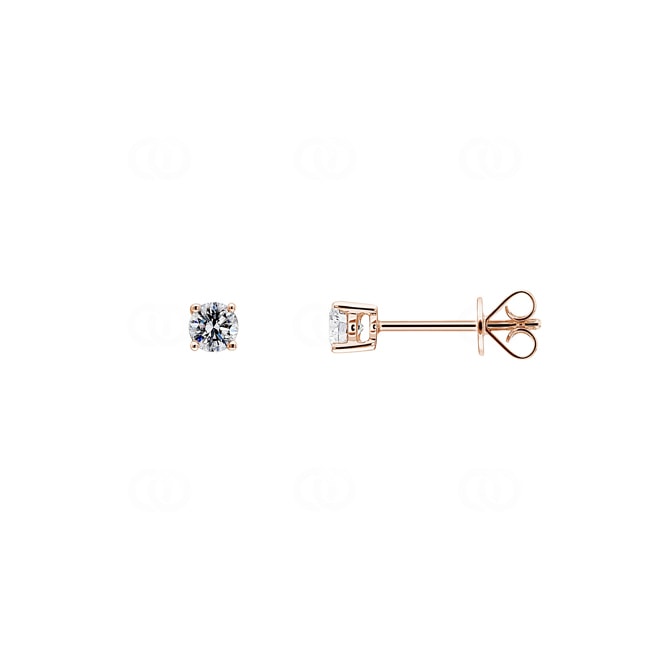 0.40ct Diamond Solitaire Stud Earrings 750/18 K Rose Gold in 4 Prongs - OR-41766-RG
