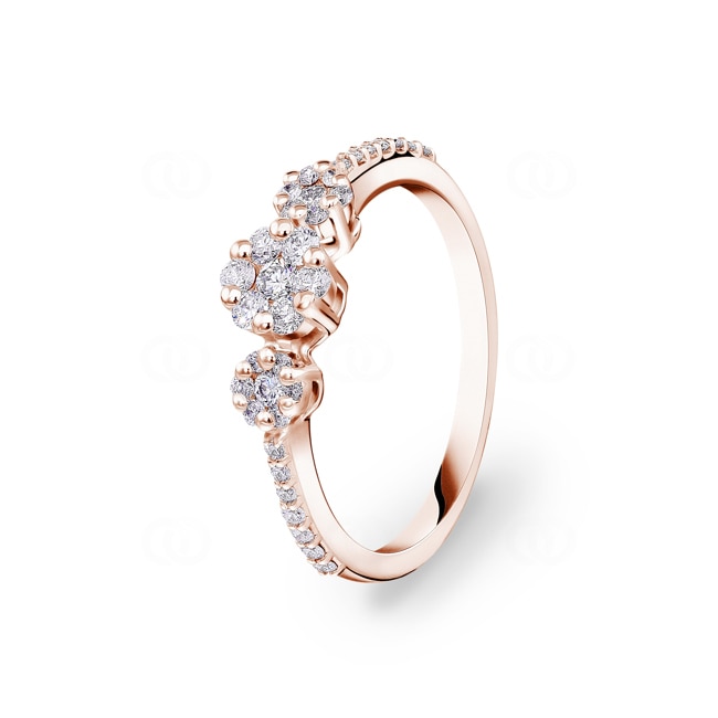 0.40ct Trilogy Diamond Ring 750/18 K Rose Gold - RI-100368-RG