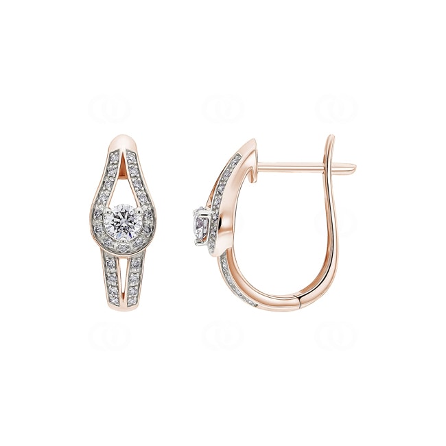 0.41ct Diamond Hoop Earrings 750/18 K Rose Gold - OR-73361-RG