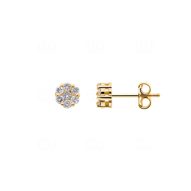 0.43ct Diamond Stud Earrings 750/18 K Yellow Gold - OR-003A-GG