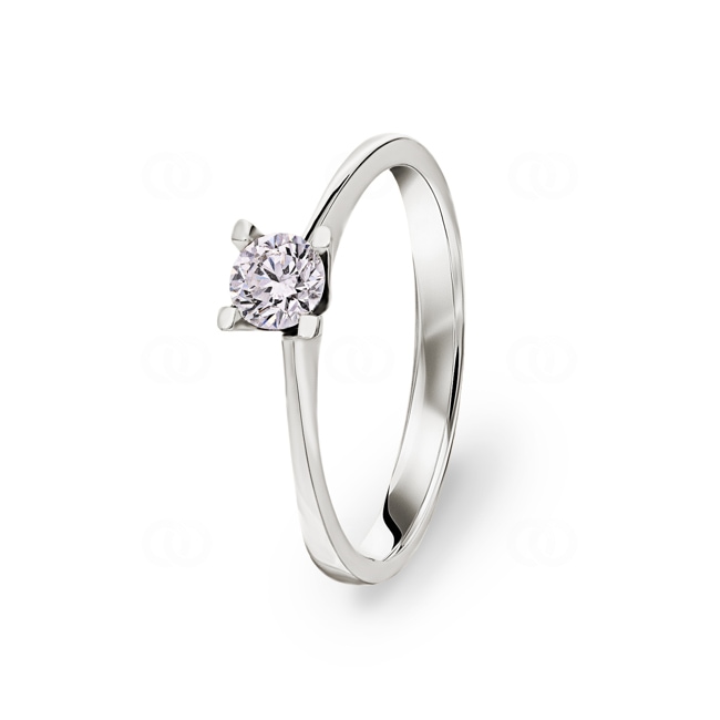 0.31ct Diamond Solitaire Ring 750/18 K White Gold Ø 55 - PYZ42350