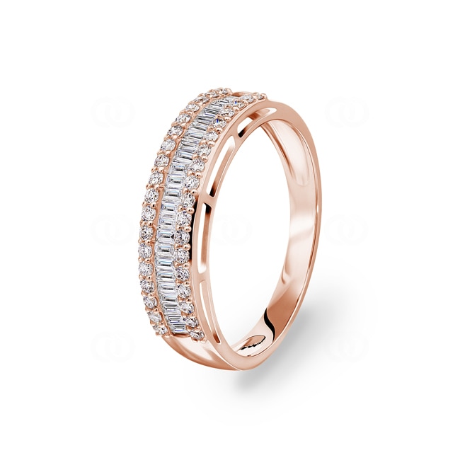 0.47ct Baguette & Diamond Ring 750/18 K Rose Gold - RI-10376-RG