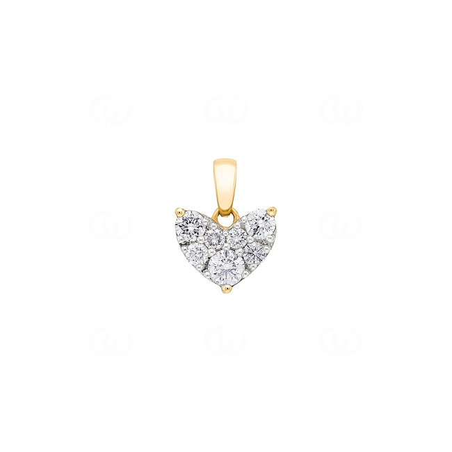 0.50 carats diamants pendetif cœur or jaune 750/18 ct - AN-69499-GG