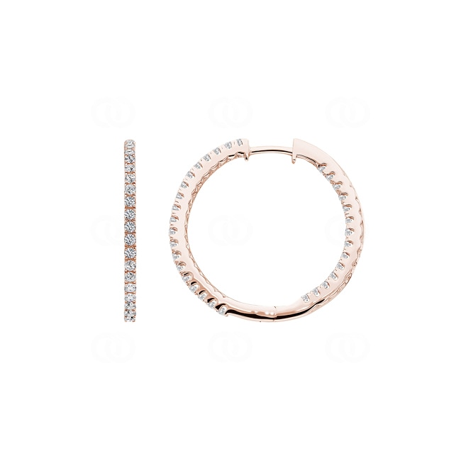 0.50ct Diamond Hoop Earrings 750/18 K Rose Gold Ø 23mm - OR-69451-RG