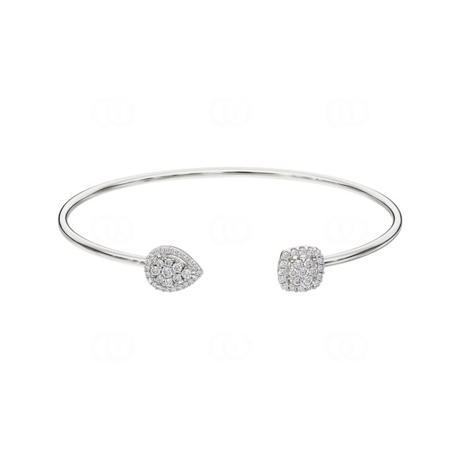 0.50 carats diamants bracelet jonc ouvert or gris 750/18 ct - AR-72701-WG