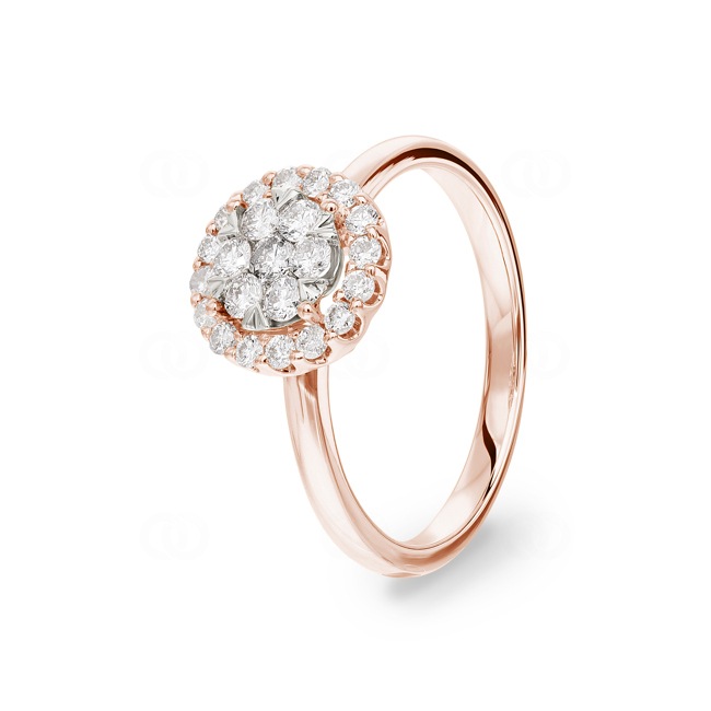 0.50 Karat Diamanten Halo Ring 750/18 K Roségold - RI-69556-RG