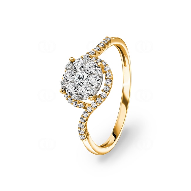 0.50ct Diamond Halo Engagement Ring 750/18 K Yellow Gold - RI-69324-GG