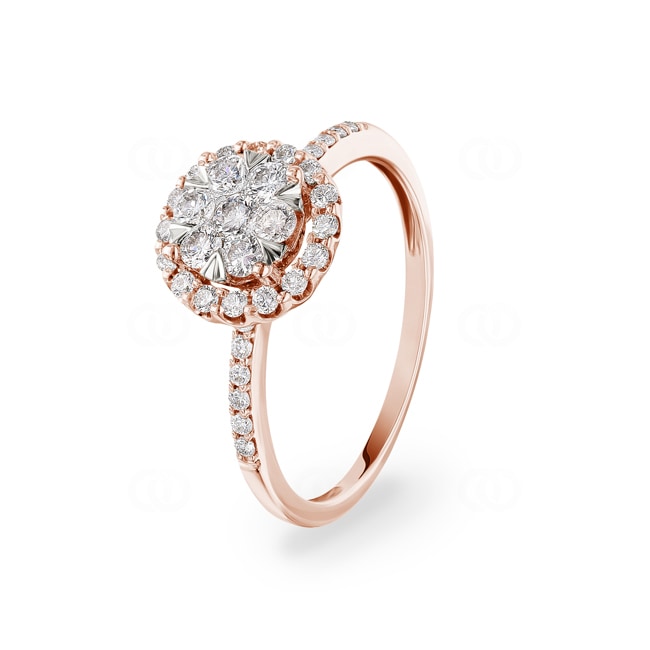 0.50ct Diamond Halo Engagement Ring 750/18 K Rose Gold - RI-69224-RG