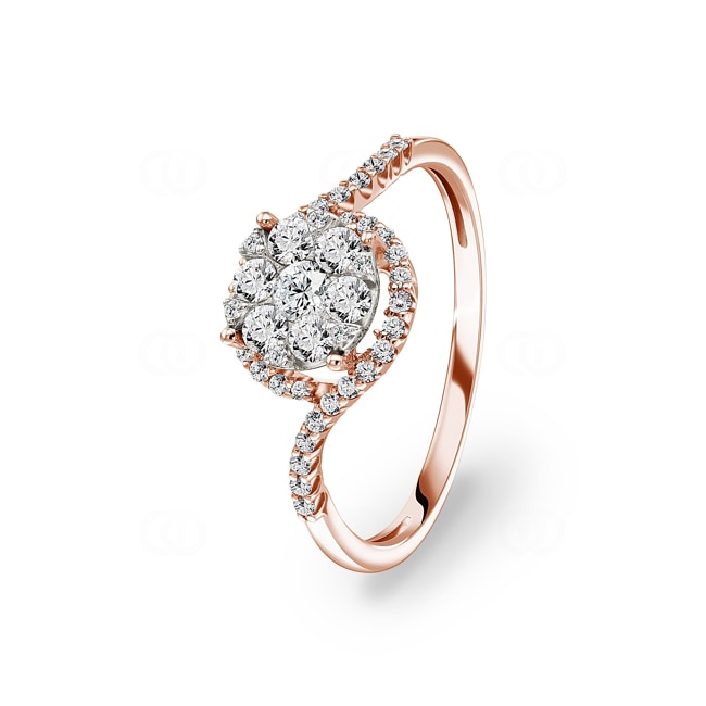 0.50ct Diamond Halo Engagement Ring 750/18 K Rose Gold - RI-69324-RG
