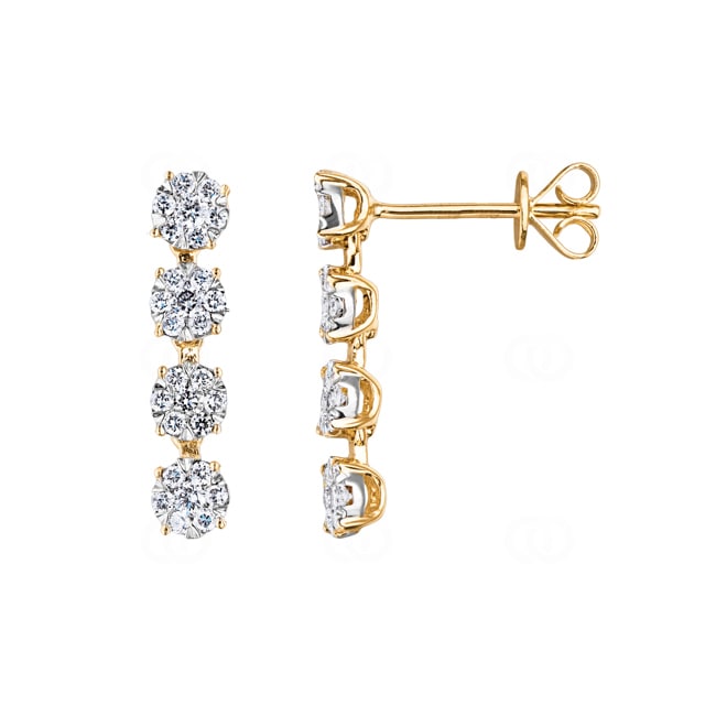 0.50 carats diamants clous d'oreilles or jaune 750/18 ct 18.5mm - OR-69406-GG