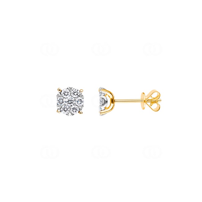0.50ct Diamond Stud Earrings 750/18 K Yellow Gold Ø 6.50mm - OR-69172-GG