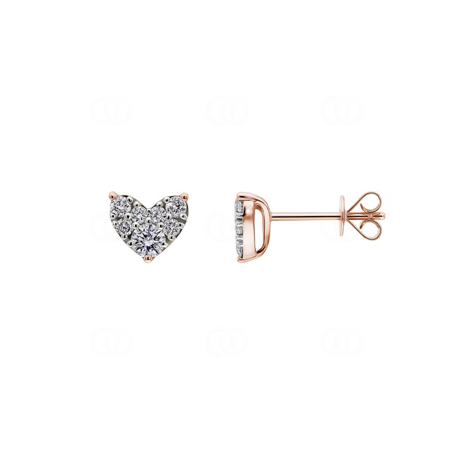 0.50 Karat Diamantohrstecker 750/18 K Roségold, Herz - OR-69500-RG