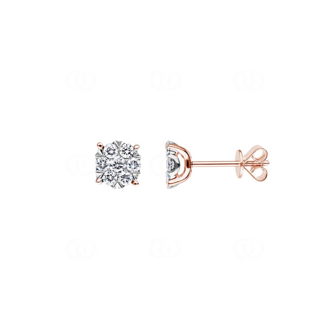 0.50ct Diamond Stud Earrings 750/18 K Rose Gold Ø 6.50mm - OR-69172-RG