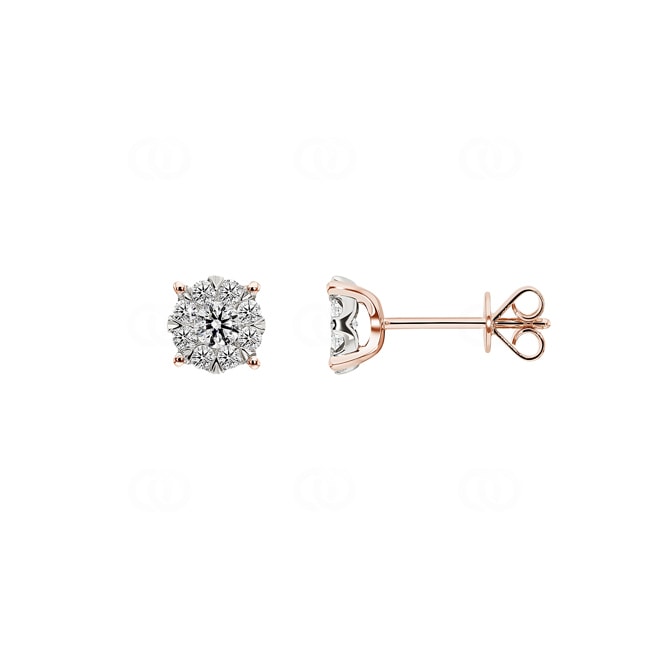 0.50 carats diamants clous d'oreilles or rosé 750/18 ct Ø 6.5mm - OR-69213-RG