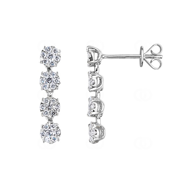 0.50ct Diamond Drop Earrings 750/18 K White Gold 18.5mm - OR-69406-WG