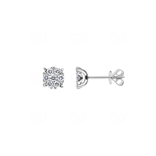 0.50ct Diamond Stud Earrings 750/18 K White Gold Ø 6.50mm - OR-69172-WG