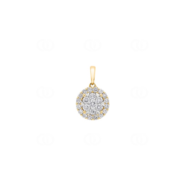 0.50ct Diamond Halo Pendant 750/18 K Yellow Gold - AN-69227-GG