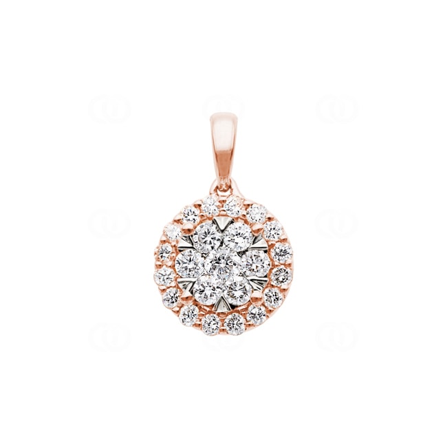 0.50 carats diamants pendetif halo or rosé 750/18 ct - AN-69227-RG