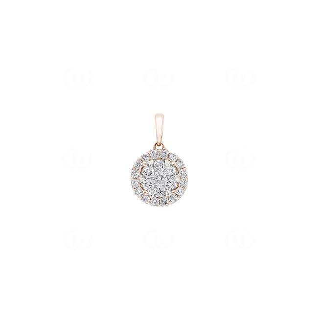 0.50 carats diamants pendetif halo or rosé 750/18 ct - AN-69227-RG