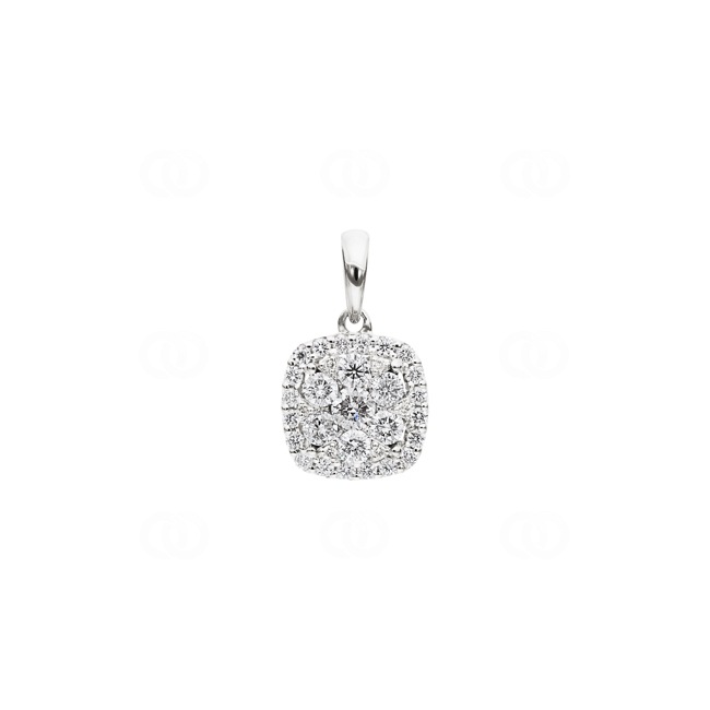 0.50 carats diamants pendetif halo or gris 750/18 ct - AN-69323-WG