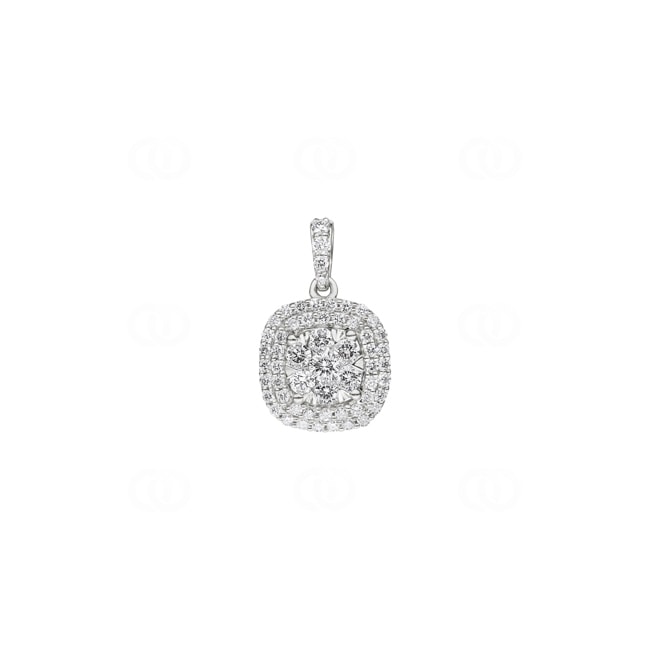 0.50 carats diamants pendetif halo or gris 750/18 ct - AN-69359-WG